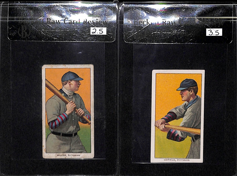 Lot of 2 1909-11 T206 Cards - Miller & Leifield - BVG 2.5 & 3.5
