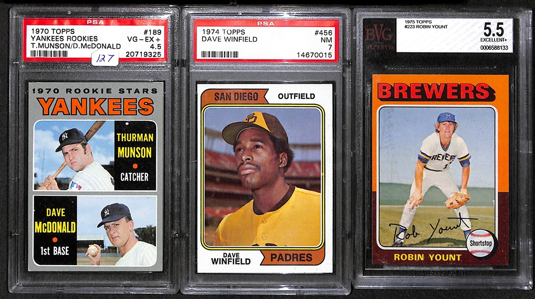 Lot Of 5 Baseball Graded Rookie Cards From 1970's w. Thurman Munson