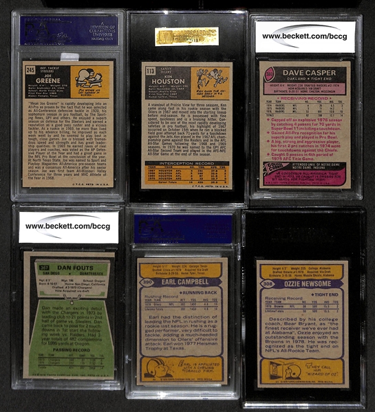 Lot Of 6 Football Graded Rookie Cards From 1970s w. Joe Greene