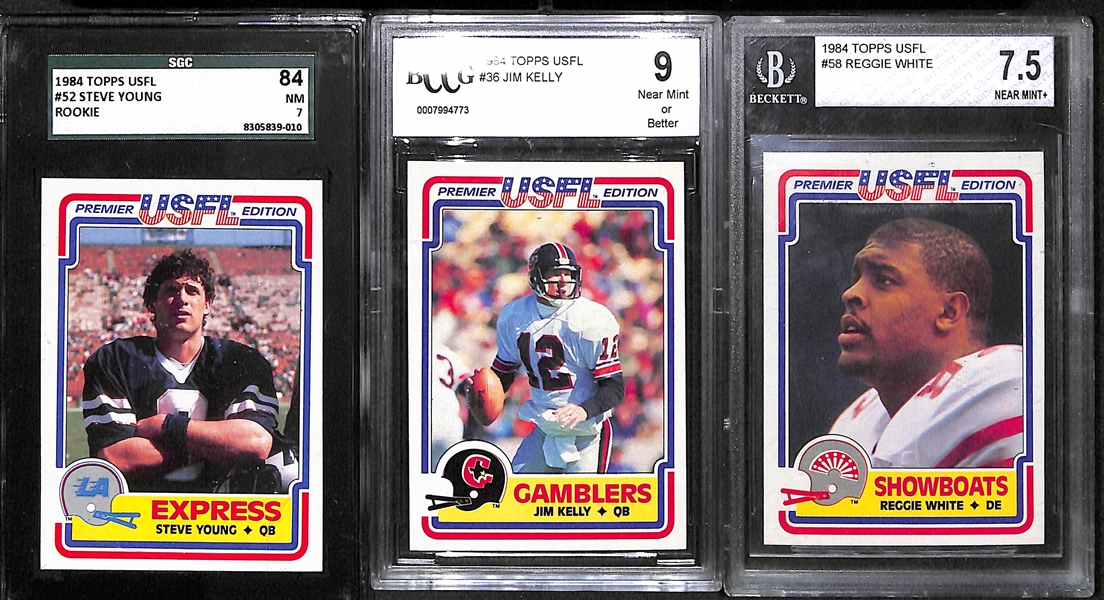 Lot Of 3 1984 Topps USFL Graded Rookie Cards w. Steve Young