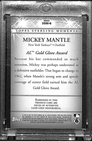 2007 Topps Sterling Mickey Mantle Triple Jersey/Bat Relic Card 2/10