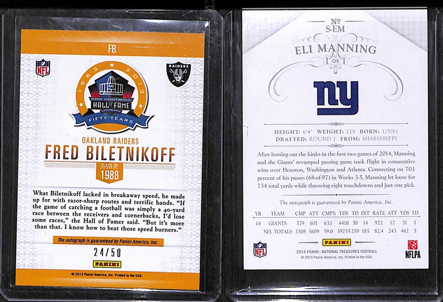 Eli Manning & Fred Biletnikoff Autograph Cards