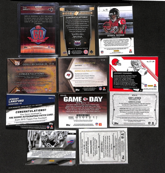 Lot Of 11 Football Auto & Jersey Cards w. Odell Beckham & Jameis Winston