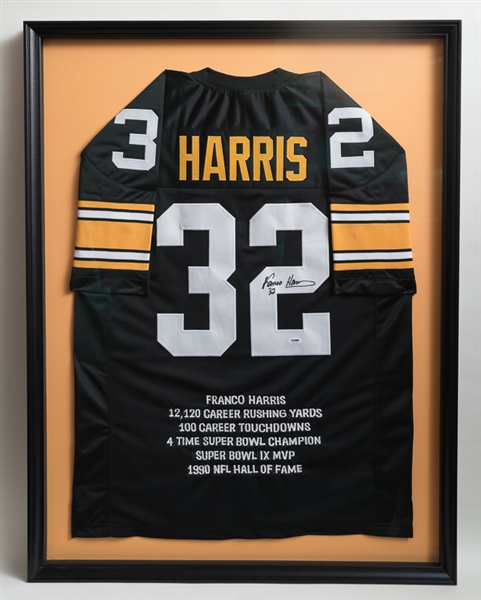 Franco Harris Signed & Framed Steelers Stat Jersey - PSA