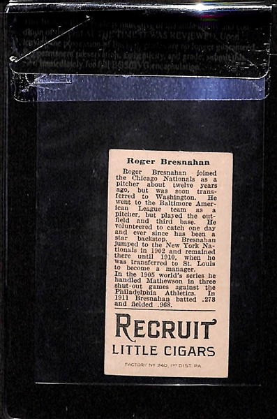 1912 T207 Roger Bresnahan - Recruit Back - BVG 5.5