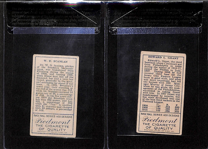 Lot of 2 1911 T205 Cards - Grant & Scanlan - Piedmont Back - BVG 1.5