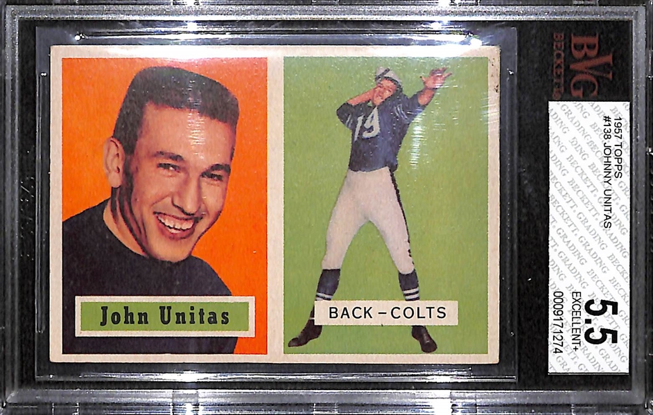 1957 Topps Johnny Unitas #138 Rookie Card BVG 5.5 EX+