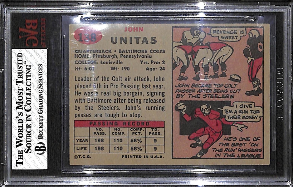 1957 Topps Johnny Unitas #138 Rookie Card BVG 5.5 EX+