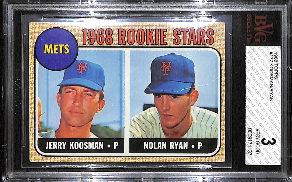1968 Topps Nolan Ryan Rookie Card #177 BVG 3 VG