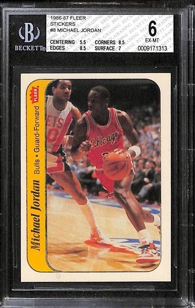 Lot of 2 Star Basketball Stickers from 1986/87 Fleer - Jordan & Olajuwon