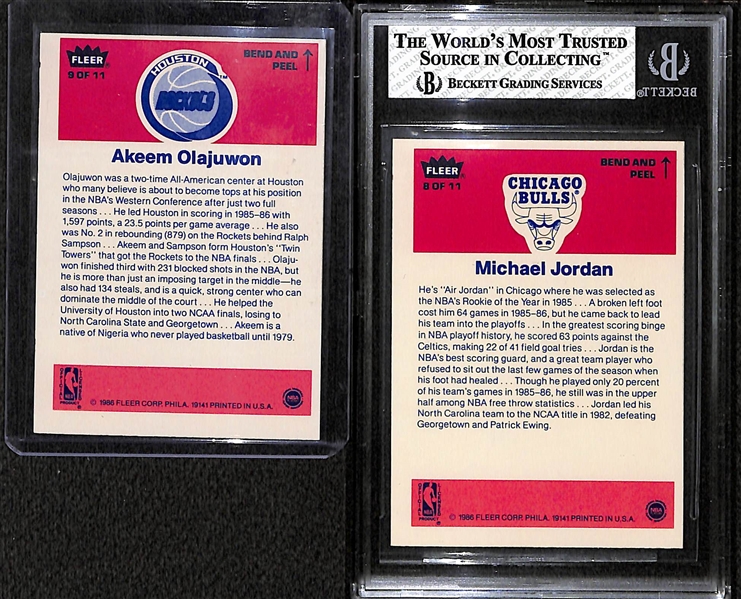 Lot of 2 Star Basketball Stickers from 1986/87 Fleer - Jordan & Olajuwon
