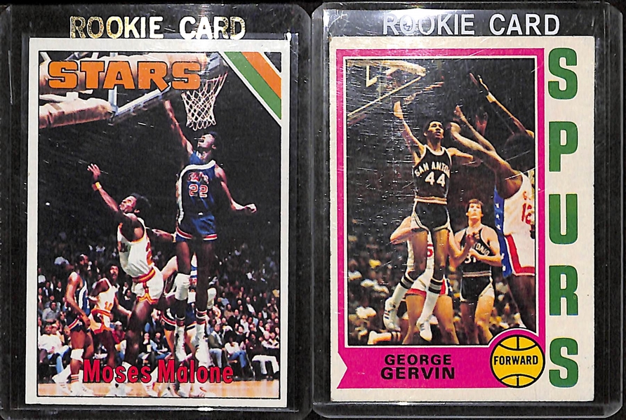 Lot Of 14 Basketball Stars Rookie Cards w. Moses Malone