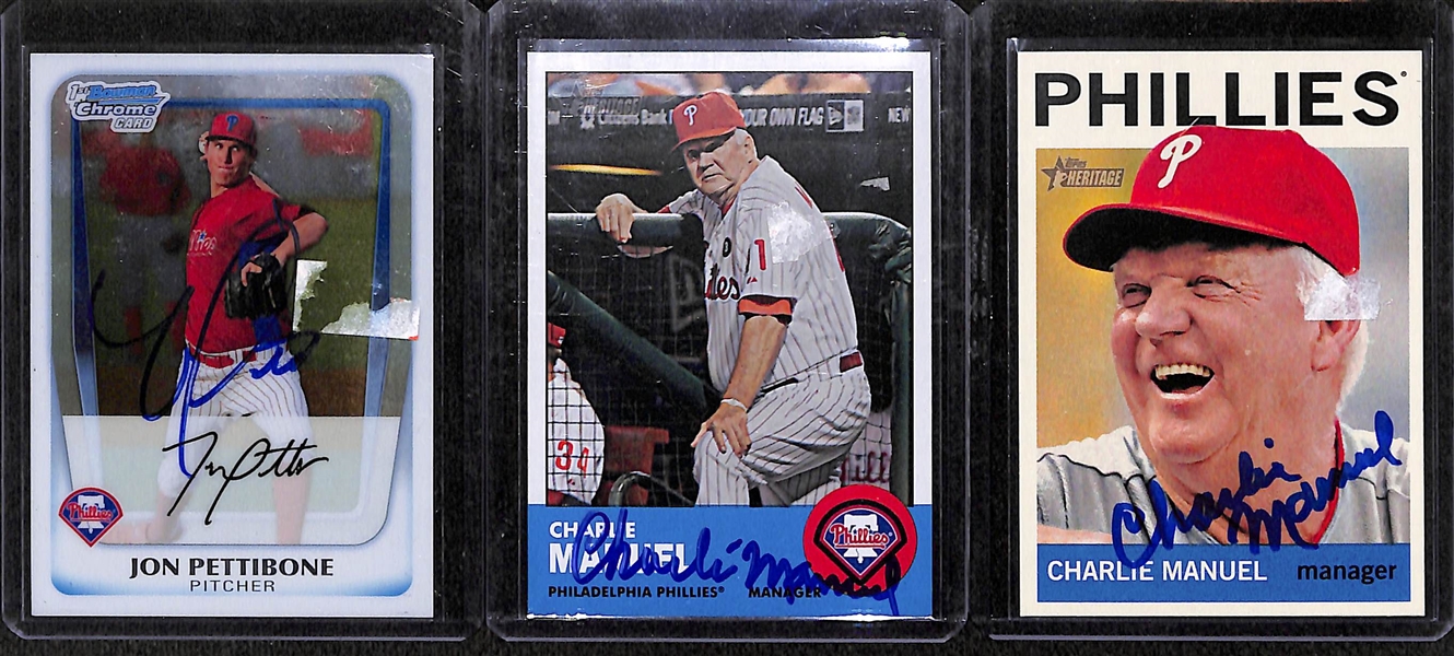 Lot Of 30 Phillies Signed Cards w. Daulton & Manuel