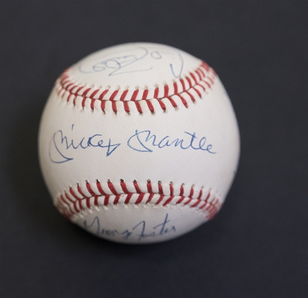 50 Home Run Club Signed Baseball w. Mantle & Mays - 6 Total Signatures - JSA