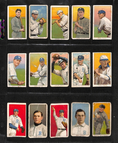 Lot Of 15 1909 T206 Brooklyn Dodgers Cards w. Zach Wheat