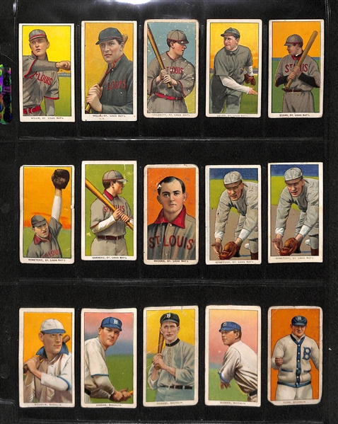 Lot Of 15 1909 T206 Cardinals & Dodgers Cards w. Willis