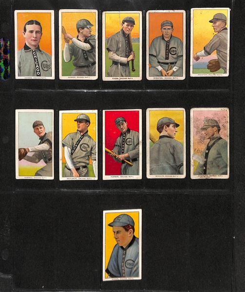 Lot Of 11 1909 T206 Chicago Cubs Cards w. Chance