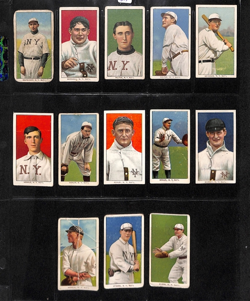 Lot Of 13 1909 T206 New York Giants Cards w. Marquard