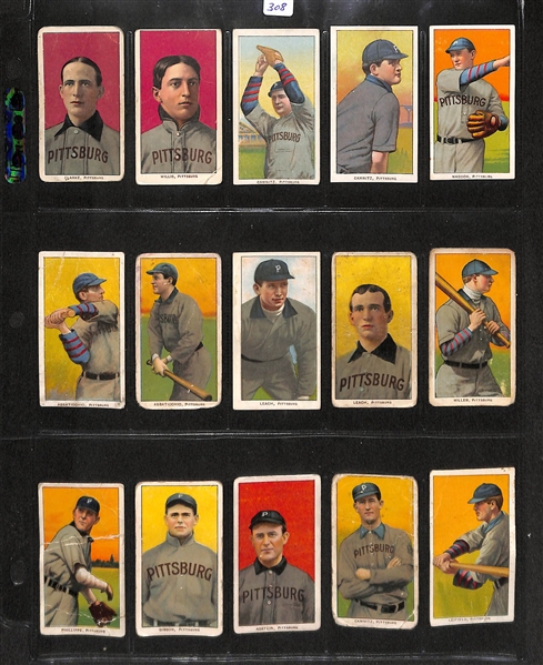 Lot Of 15 1909 T205 Pittsburgh Pirates Cards w. Clarke