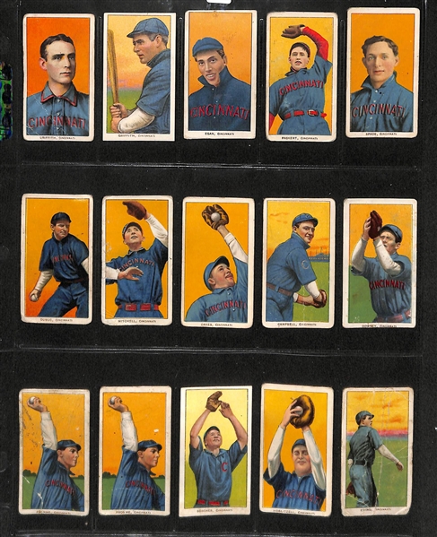 Lot Of 15 1909 T206 Cincinatti Reds Cards w. Griffith