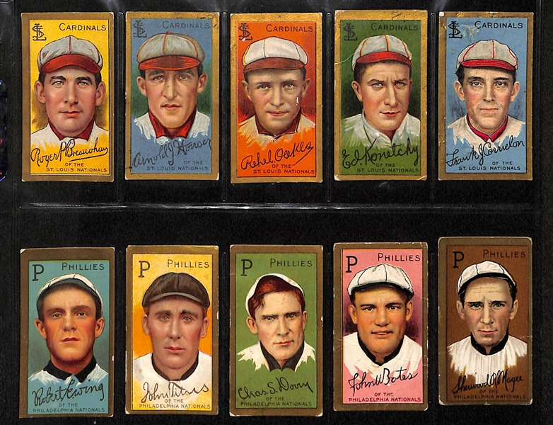 Lot of 10 1911 St. Louis Cardinals & Philadelphia Phillies Cards w. Bresnahan Mouth Closed