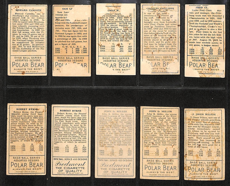 Lot of 10 1911 T205 Pittsburgh Pirates Cards w. Clarke