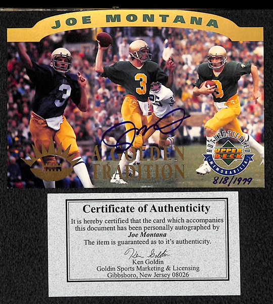 Joe Montana Signed 1995 Upper Deck Oversized 3 x 5 Card - JSA