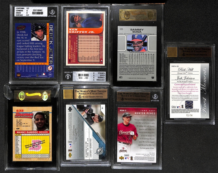 Lot Of 17 Baseball Graded Cards w. Rookies & Autos w. Jeter, Griffey Jr, Sosa (Leaf RC)