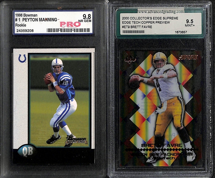 Lot Of 36 Football Graded Cards w. Peyton Manning RC - inc. Stars, Rookies & HOFers