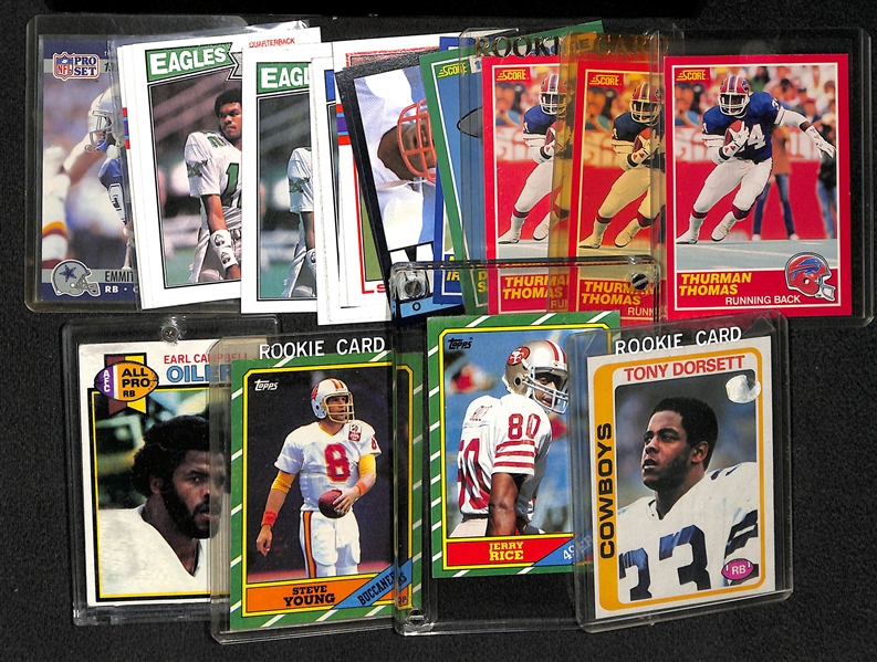 Lot Of 23 Football Stars Rookie Cards w. Jerry Rice Topps