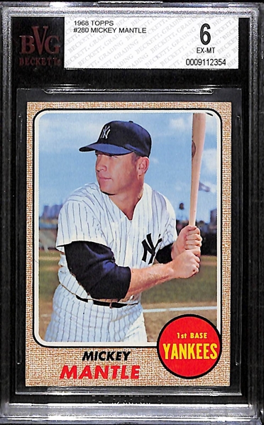 1968 Topps #280 Mickey Mantle BVG 6