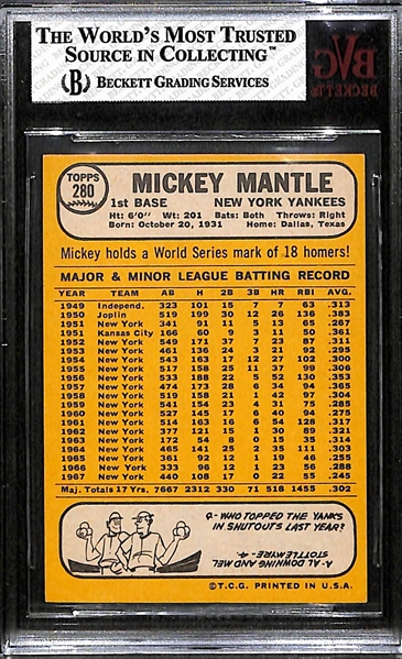 1968 Topps #280 Mickey Mantle BVG 6