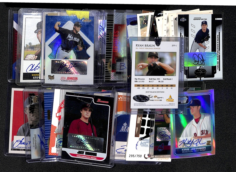 Lot Of 56 Baseball Certified Autograph Cards w. Ryan Braun, Jay Bruce, and others