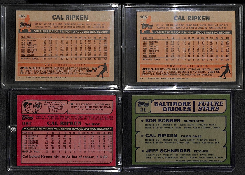 Lot Of 4 Cal Ripken Jr Cards - w. 1982 Topps Update Rookie Card
