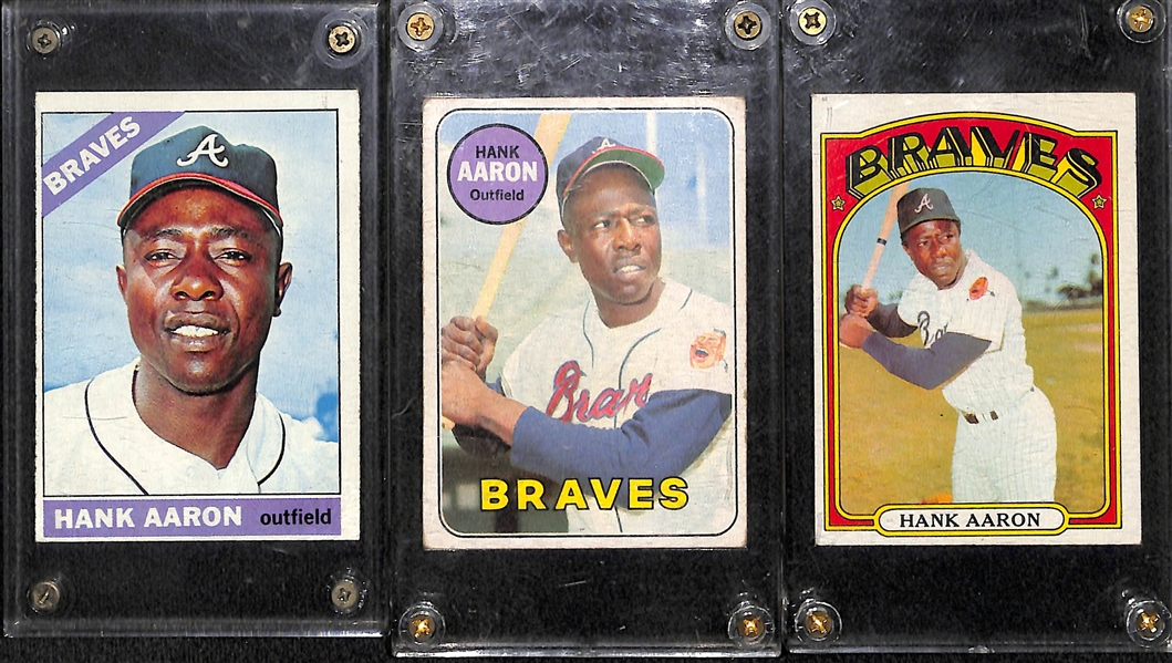 Lot Of 5 Hank Aaron Vintage Cards w. 1966 Topps