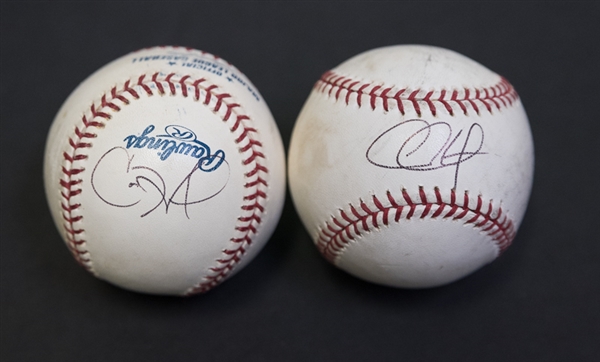 Lot Of 2 Signed Baseballs From Phillies Greats - Chase Utley & Cole Hamels