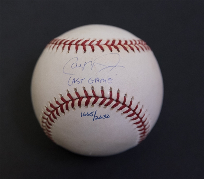 Cal Ripken Jr Signed Commemorative Baseball - Inscribed Last Game - COA