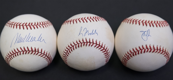 Lot Of 3 Baseball Stars Signed Baseballs - Randy Johnson, Greg Maddux, & Mark Wohlers