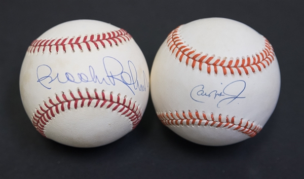 Lot Of 2 Signed Baseballs - Cal Ripken Jr & Brooks Robinson - JSA