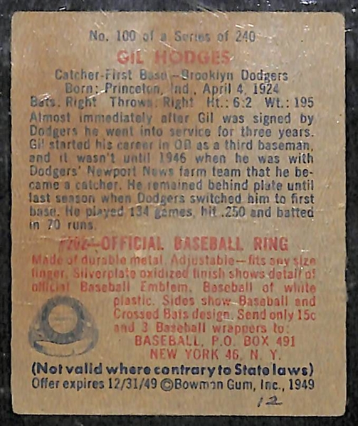 1949 Bowman Gil Hodges Rookie Card
