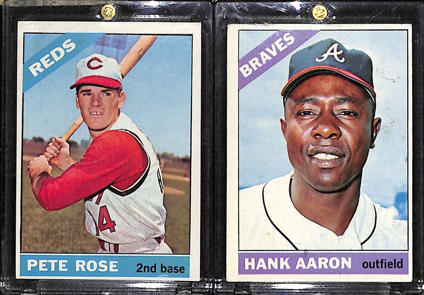 1966 Topps Pete Rose & Hank Aaron Cards