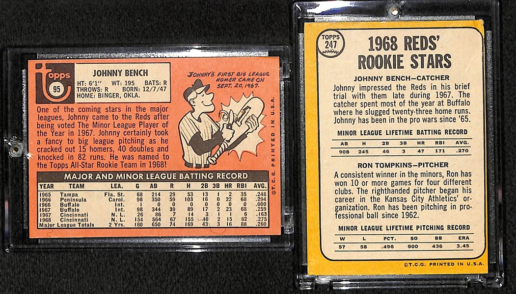 Lot Of 2 Johnny Bench Cards - 1968 Rookie & 1969