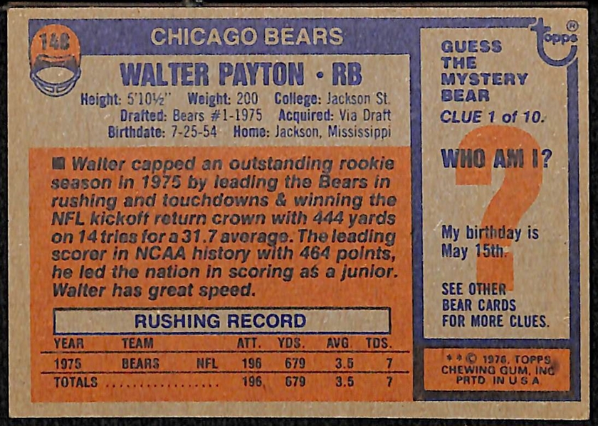 1976 Topps #148 Walter Payton Rookie Card