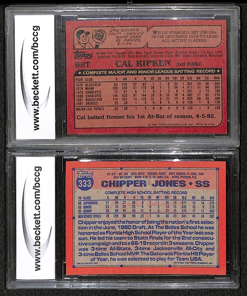 Cal Ripken Jr & Chipper Jones Graded Rookie Cards w. 1982 Topps Traded Cal Ripken Rookie