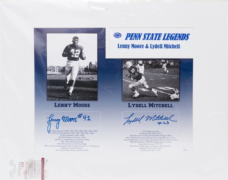 Penn State Legends Running Backs 22 x 28 Matted Photo Display w. Lenny Moore & Lydell Mitchell - JSA 