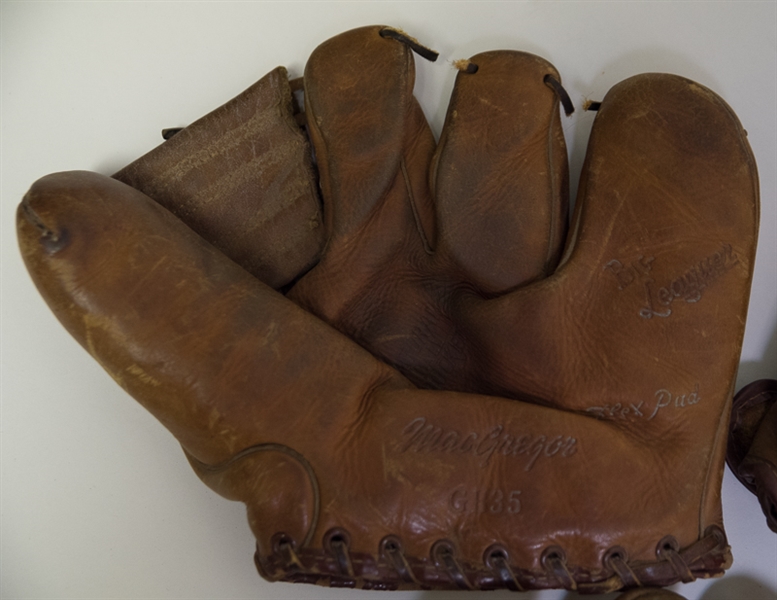 Lot Of 6 Vintage Baseball Gloves w. Jim Finnegan