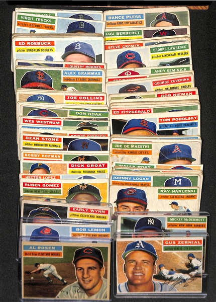 Lot of 72 1956 Topps Baseball Cards w. Early Wynn