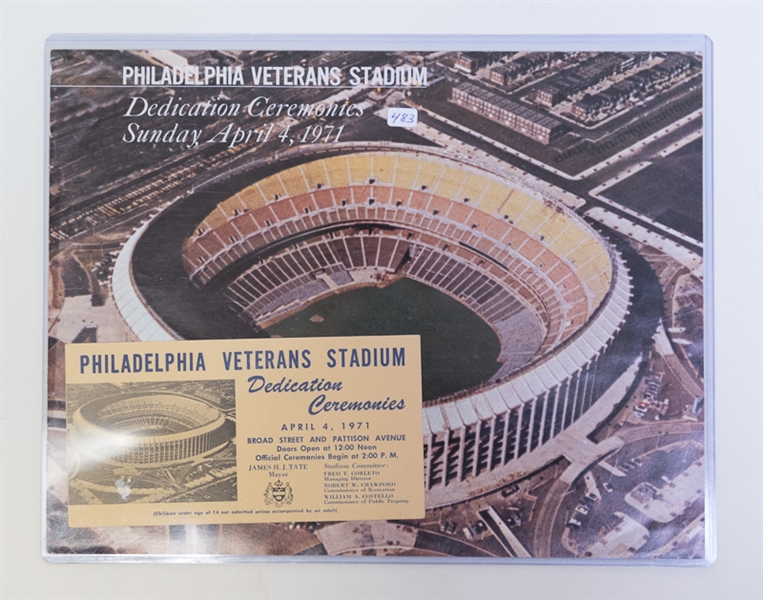 1971 Philadelphia Veterans Stadium Dedication Program w. Ticket
