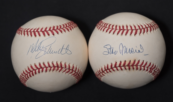 Stan Musial & Mike Schmidt Signed Baseballs - JSA