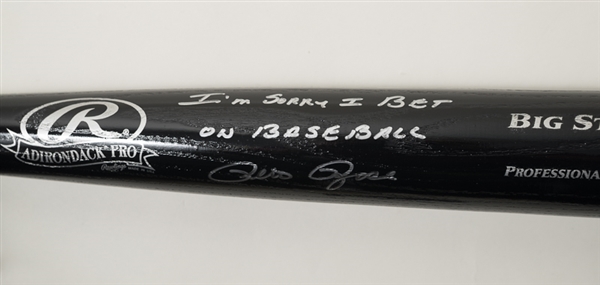 Pete Rose Signed Rawlings Black Baseball Bat - Leaf